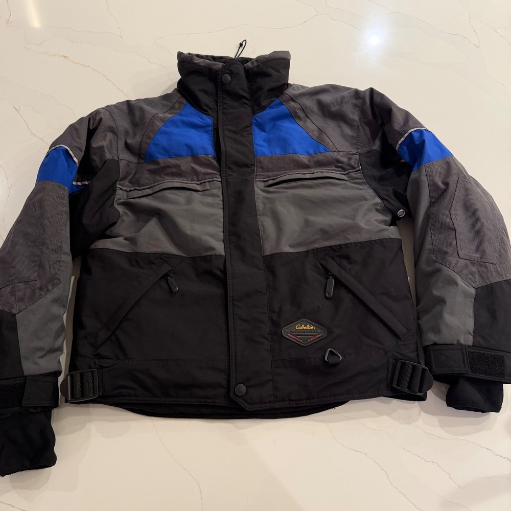 Cabelas Dry Plus System Mens Jacket M Black Grey Blue Waterproof 921588